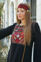 Fire & Silk – The Vibrant Heart of Jerusalem | ثوب مطرز فلسطيني تقليدي أسود